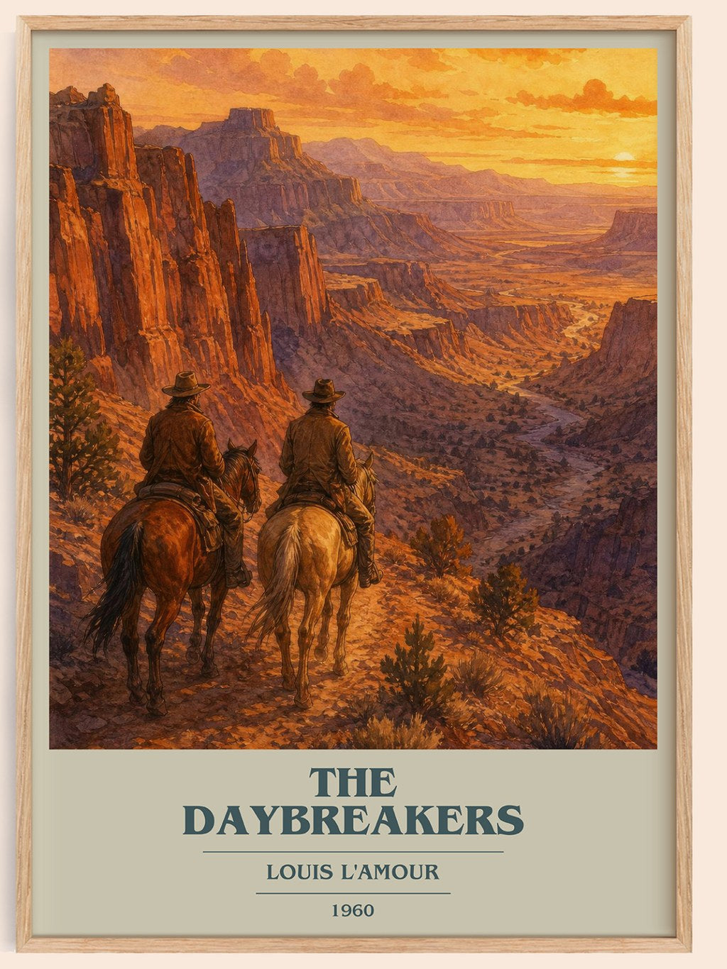 The Daybreakers book cover book poster by Louis L'Amour – framed literary art print