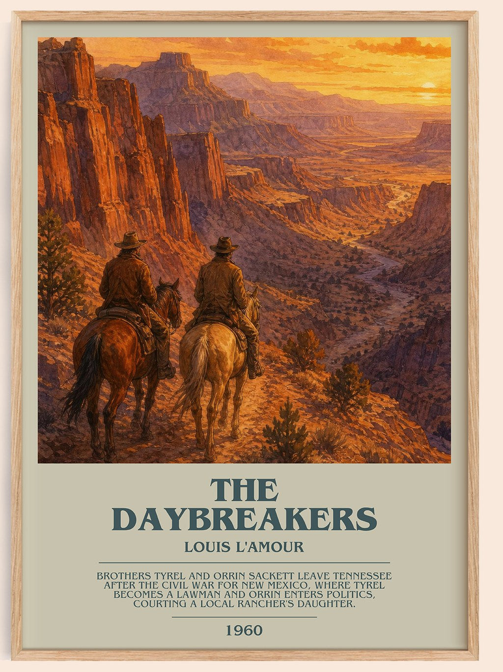 The Daybreakers bookish book poster by Louis L'Amour – framed literary art print
