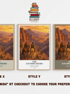 The Daybreakers book cover print in frame leaning in hallway – adventure wall art
