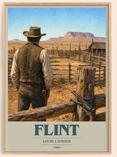 Flint book cover book poster by Louis L'Amour – framed literary art print