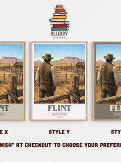 Flint book cover print in frame leaning in hallway – adventure wall art