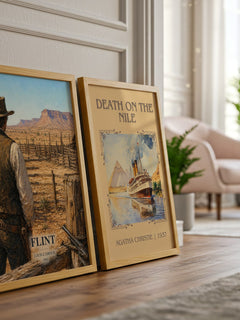 Flint watercolour print framed by window – literary home decor
