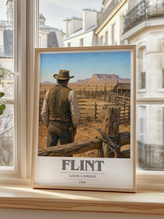 Flint book cover poster colour and style options – Louis L'Amour book art