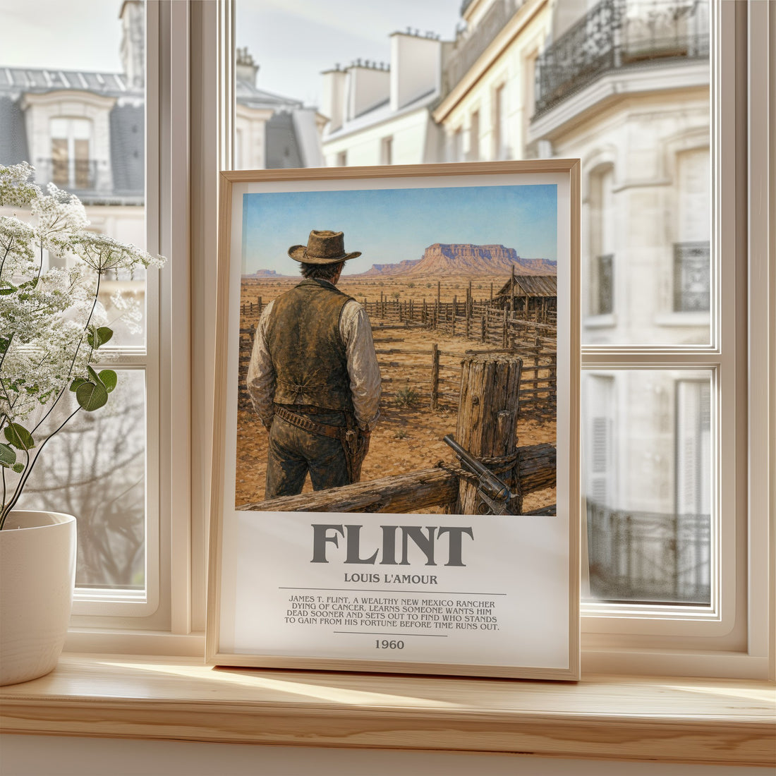Flint bookish poster colour and style options – Louis L'Amour book art
