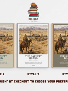 The Sackett Brand bookish print in frame leaning in hallway – adventure wall art
