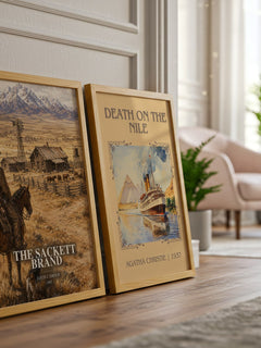 The Sackett Brand watercolour print framed by window – literary home decor