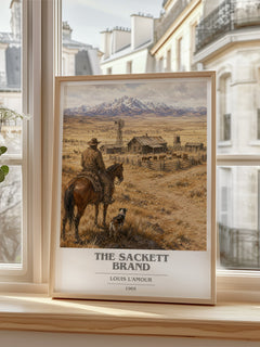 The Sackett Brand book cover poster colour and style options – Louis L'Amour book art