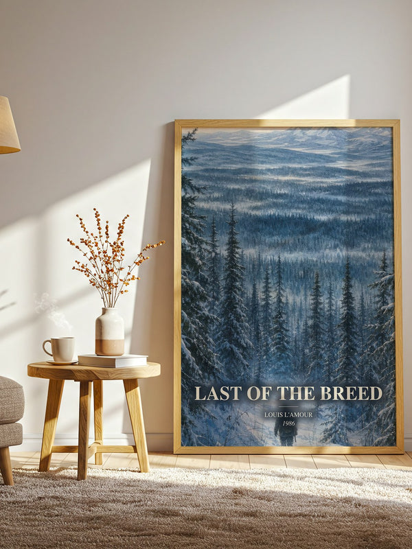 Last of the Breed watercolour print in frame leaning in hallway – adventure wall art