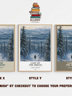 Last of the Breed book cover print in frame leaning in hallway – adventure wall art