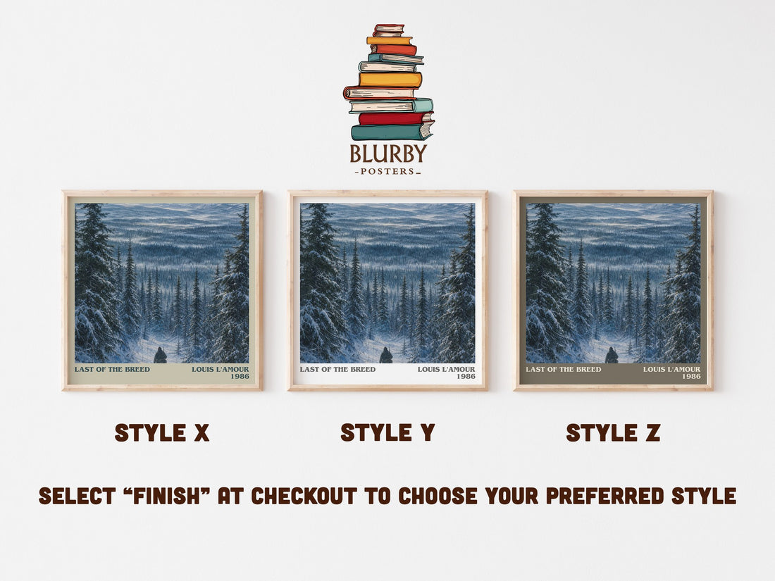 Last of the Breed literary print in frame leaning in hallway – adventure wall art (mockup)