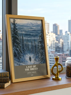 Last of the Breed book cover print framed by window – literary home decor