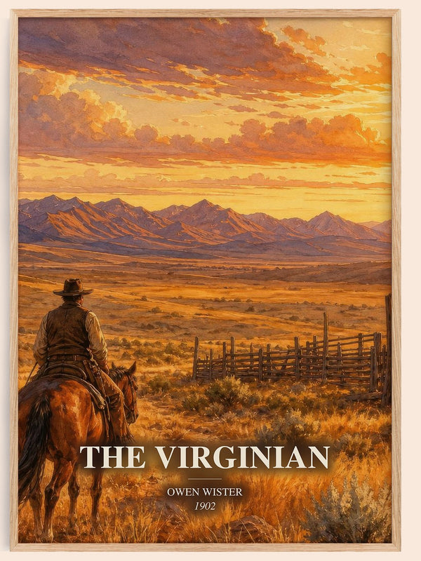 The Virginian watercolour book poster by Owen Wister – framed literary art print