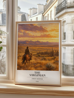 The Virginian book cover poster colour and style options – Owen Wister book art