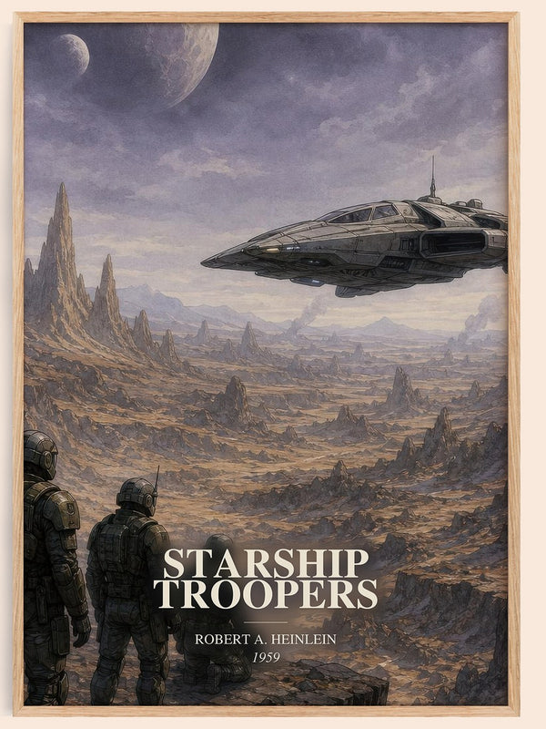 Starship Troopers watercolour book poster by Robert A. Heinlein – framed literary art print
