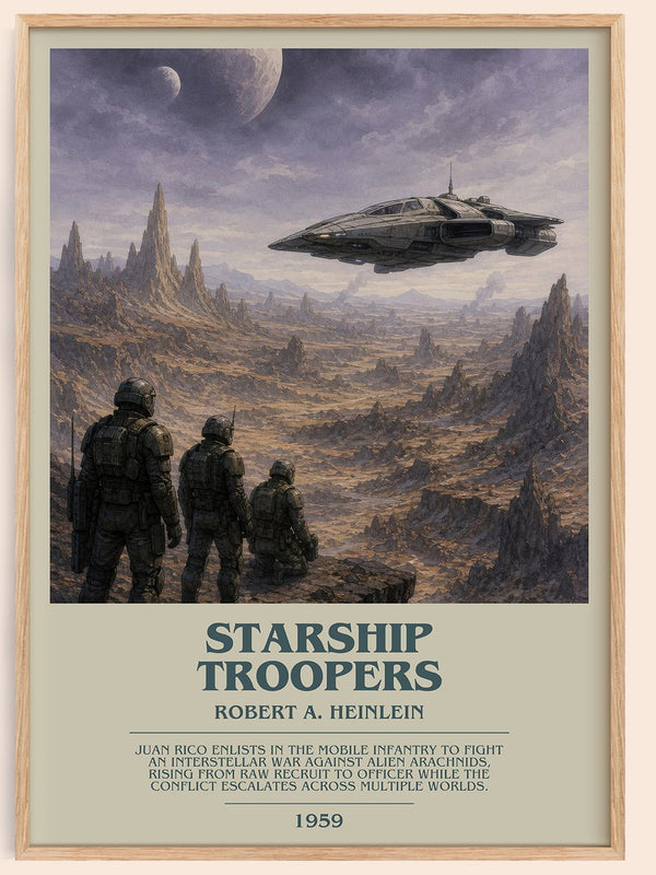 Starship Troopers bookish book poster by Robert A. Heinlein – framed literary art print