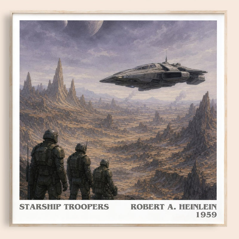 Starship Troopers literary book poster by Robert A. Heinlein – framed literary art print