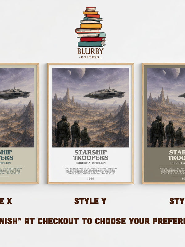 Starship Troopers bookish print in frame leaning in hallway – sci fi wall art
