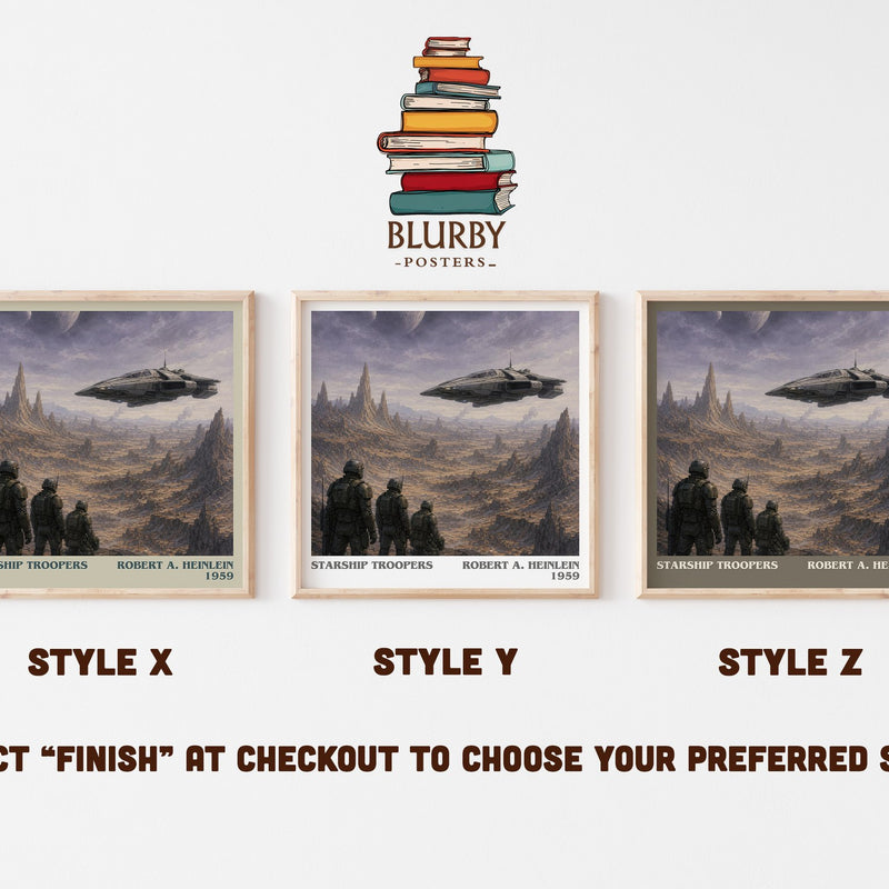 Starship Troopers literary print in frame leaning in hallway – sci fi wall art