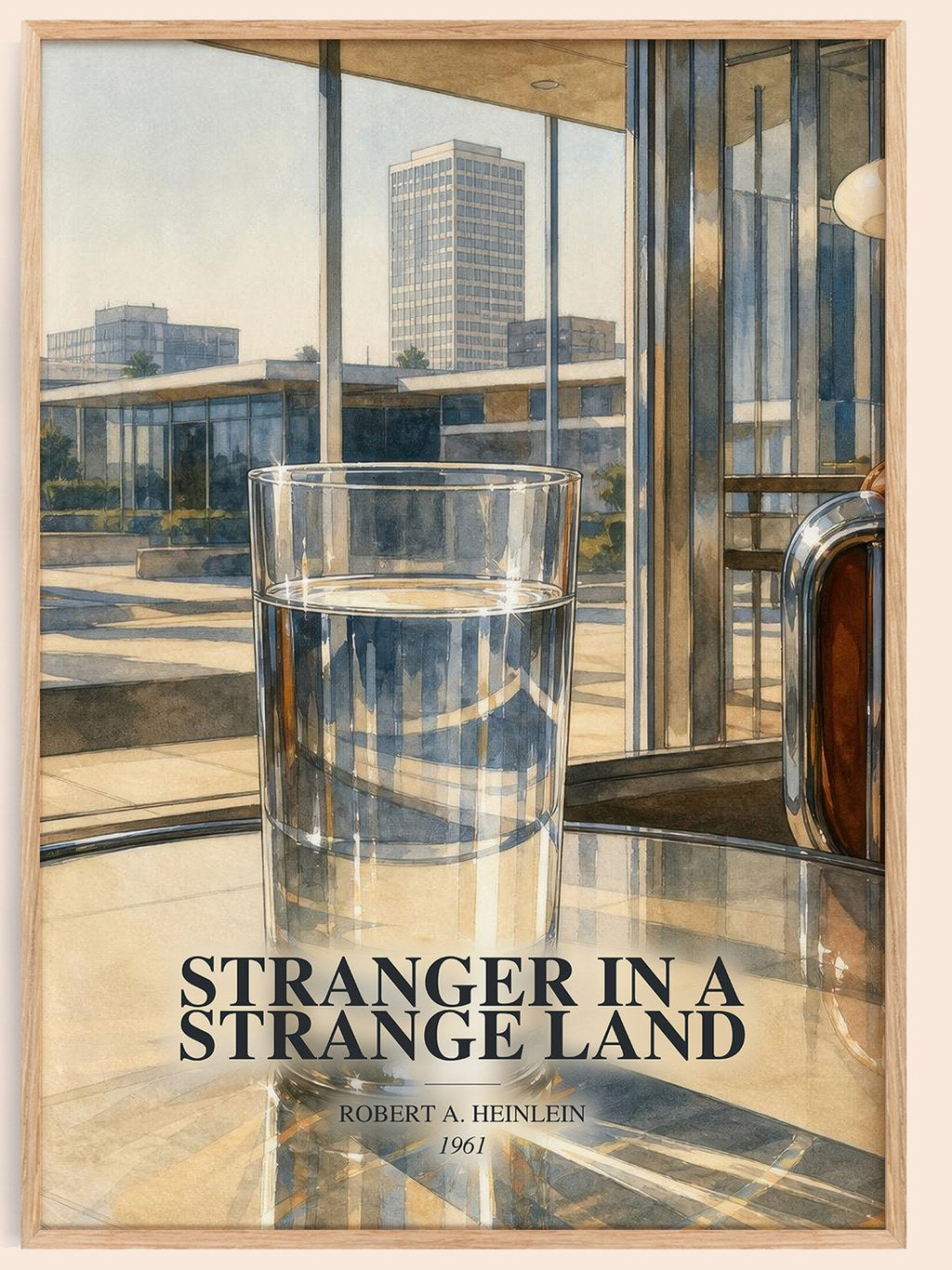 Stranger in a Strange Land watercolour book poster by Robert A. Heinlein – framed literary art print
