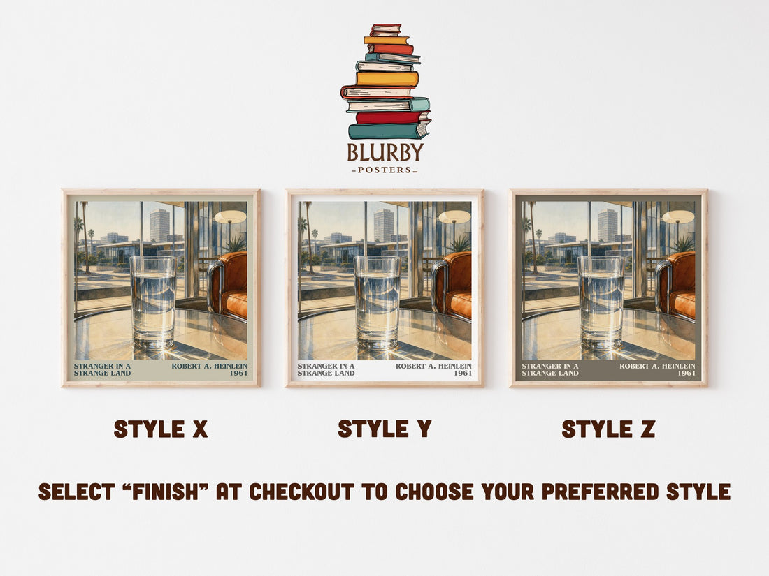 Stranger in a Strange Land literary print in frame leaning in hallway – sci fi wall art (mockup)