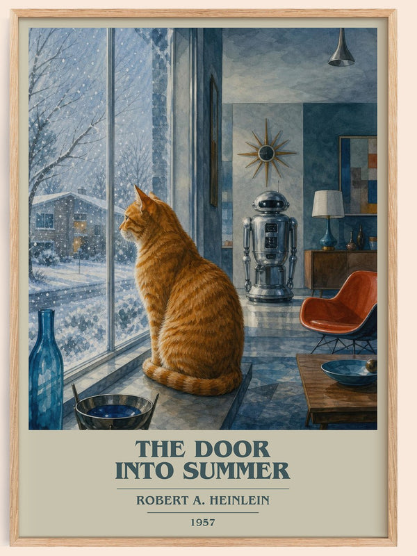 The Door into Summer book cover book poster by Robert A. Heinlein – framed literary art print