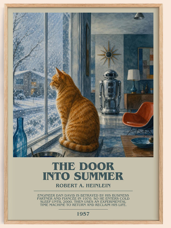 The Door into Summer bookish book poster by Robert A. Heinlein – framed literary art print