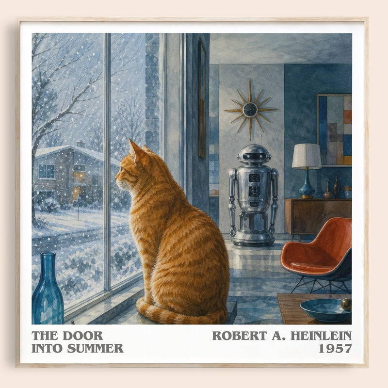 The Door into Summer literary book poster by Robert A. Heinlein – framed literary art print