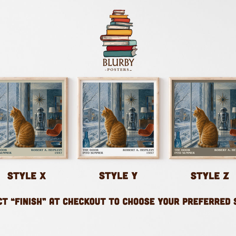 The Door into Summer literary print in frame leaning in hallway – sci fi wall art