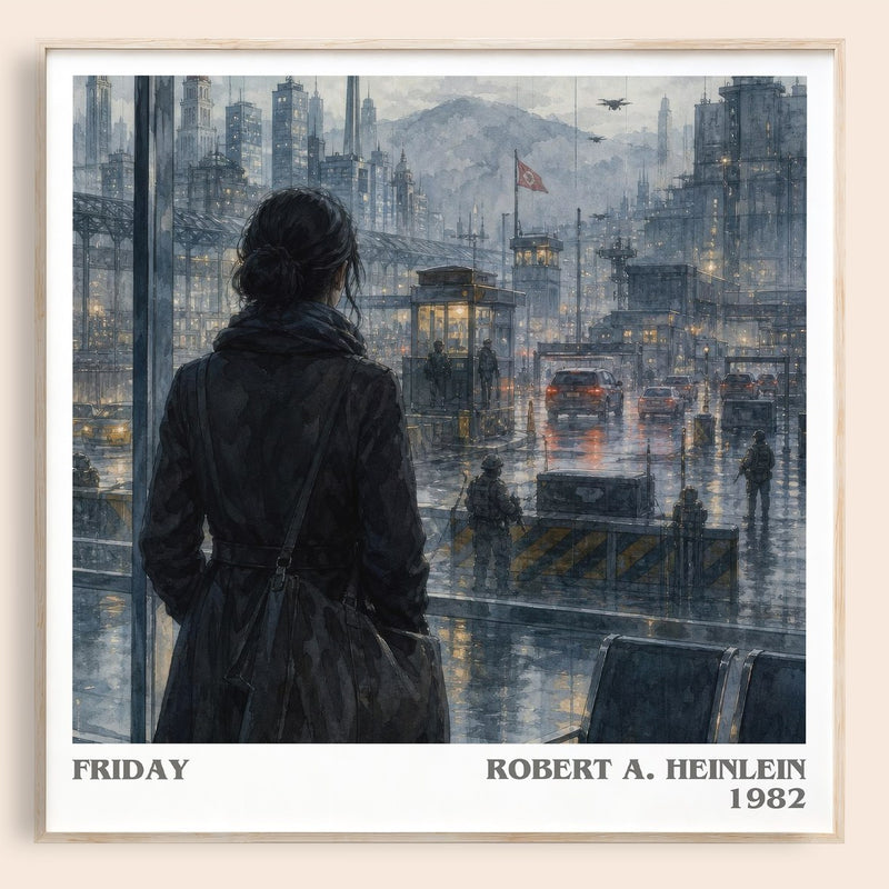 Friday literary book poster by Robert A. Heinlein – framed literary art print