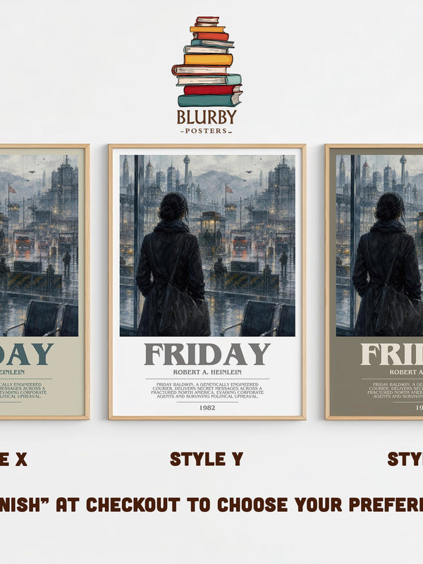 Friday bookish print in frame leaning in hallway – sci fi wall art
