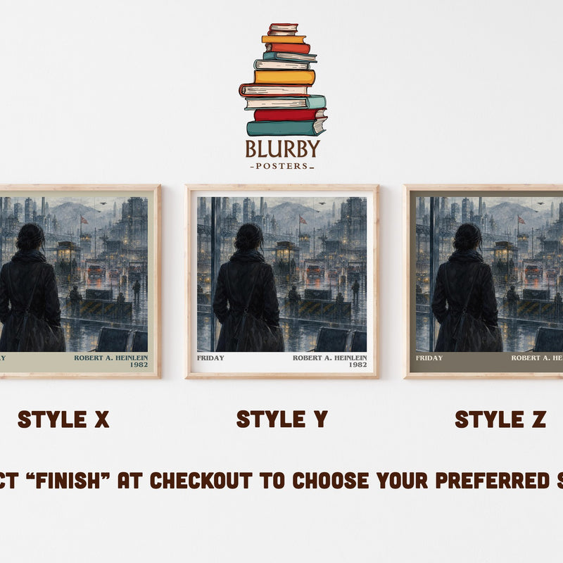 Friday literary print in frame leaning in hallway – sci fi wall art