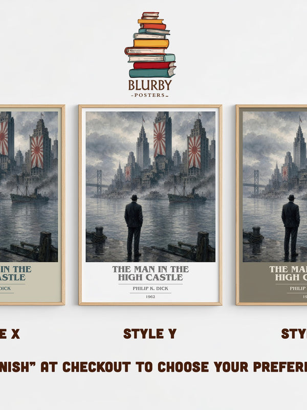 The Man in the High Castle book cover print in frame leaning in hallway – sci fi wall art