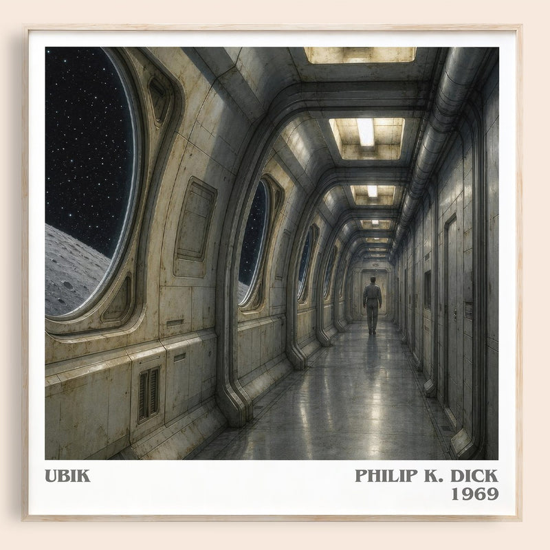 Ubik literary book poster by Philip K. Dick – framed literary art print