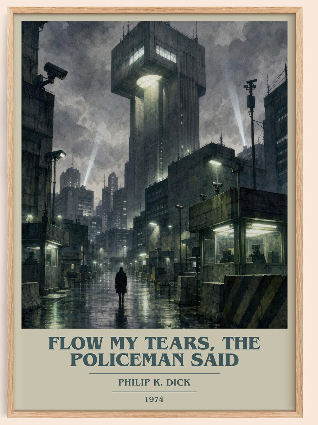Flow My Tears, the Policeman Said book cover book poster by Philip K. Dick – framed literary art print
