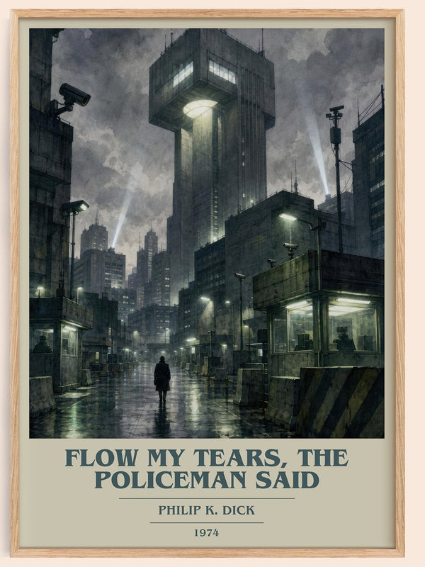 Flow My Tears, the Policeman Said book cover book poster by Philip K. Dick – framed literary art print