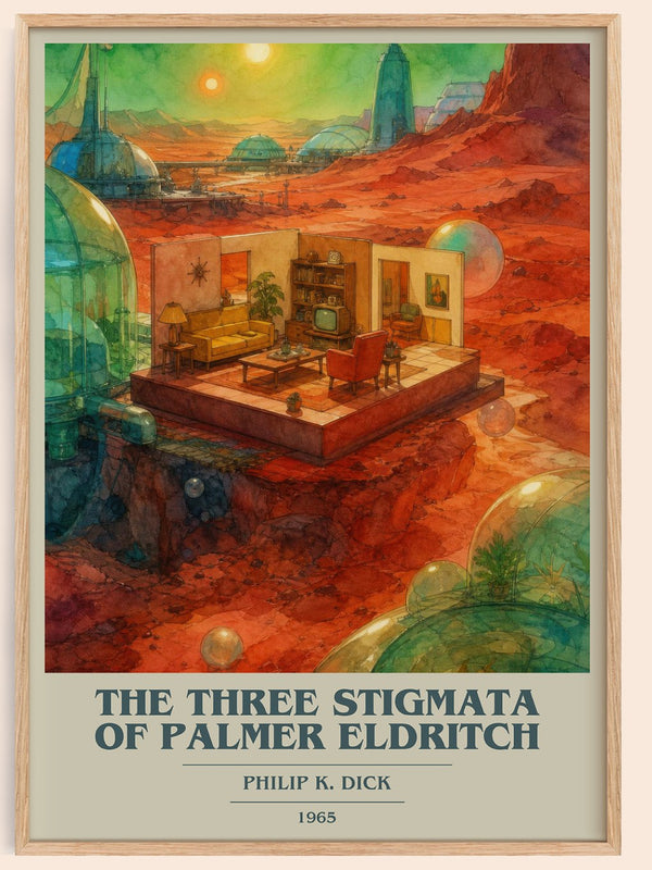 The Three Stigmata of Palmer Eldritch book cover book poster by Philip K. Dick – framed literary art print