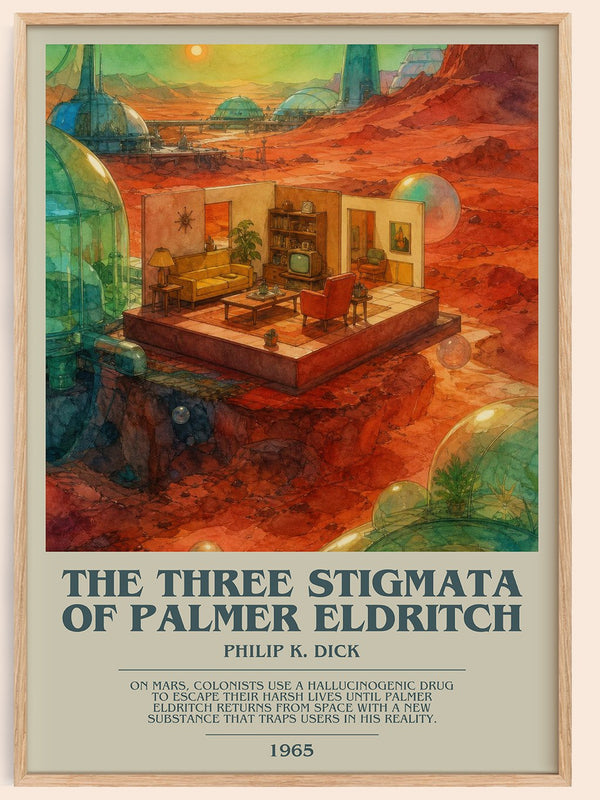 The Three Stigmata of Palmer Eldritch bookish book poster by Philip K. Dick – framed literary art print