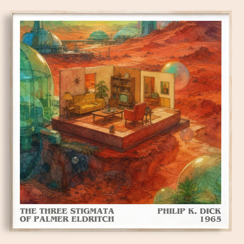 The Three Stigmata of Palmer Eldritch literary book poster by Philip K. Dick – framed literary art print