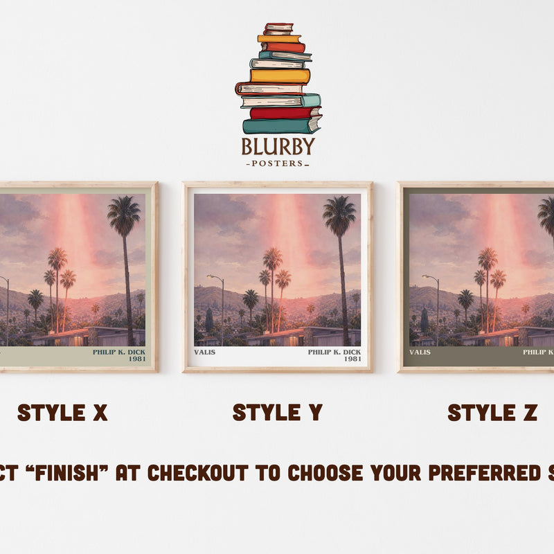 VALIS literary print in frame leaning in hallway – sci fi wall art