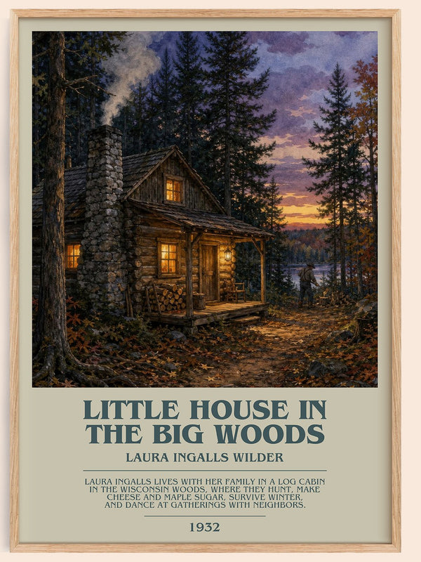 Little House in the Big Woods bookish book poster by Laura Ingalls Wilder – framed literary art print