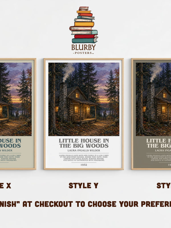 Little House in the Big Woods bookish print in frame leaning in hallway – childrens wall art
