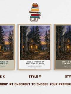 Little House in the Big Woods book cover print in frame leaning in hallway – childrens wall art