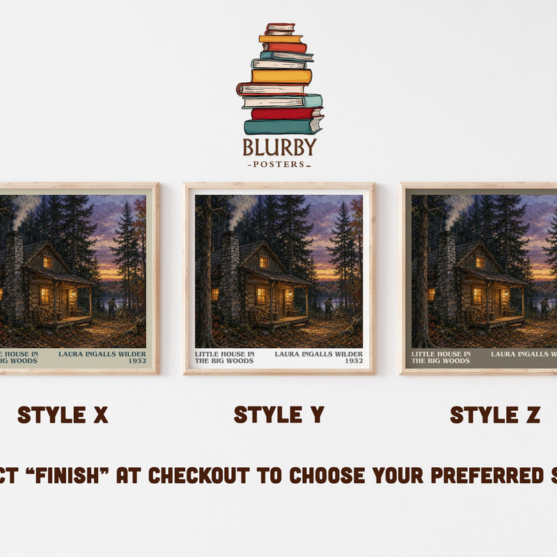 Little House in the Big Woods literary print in frame leaning in hallway – childrens wall art
