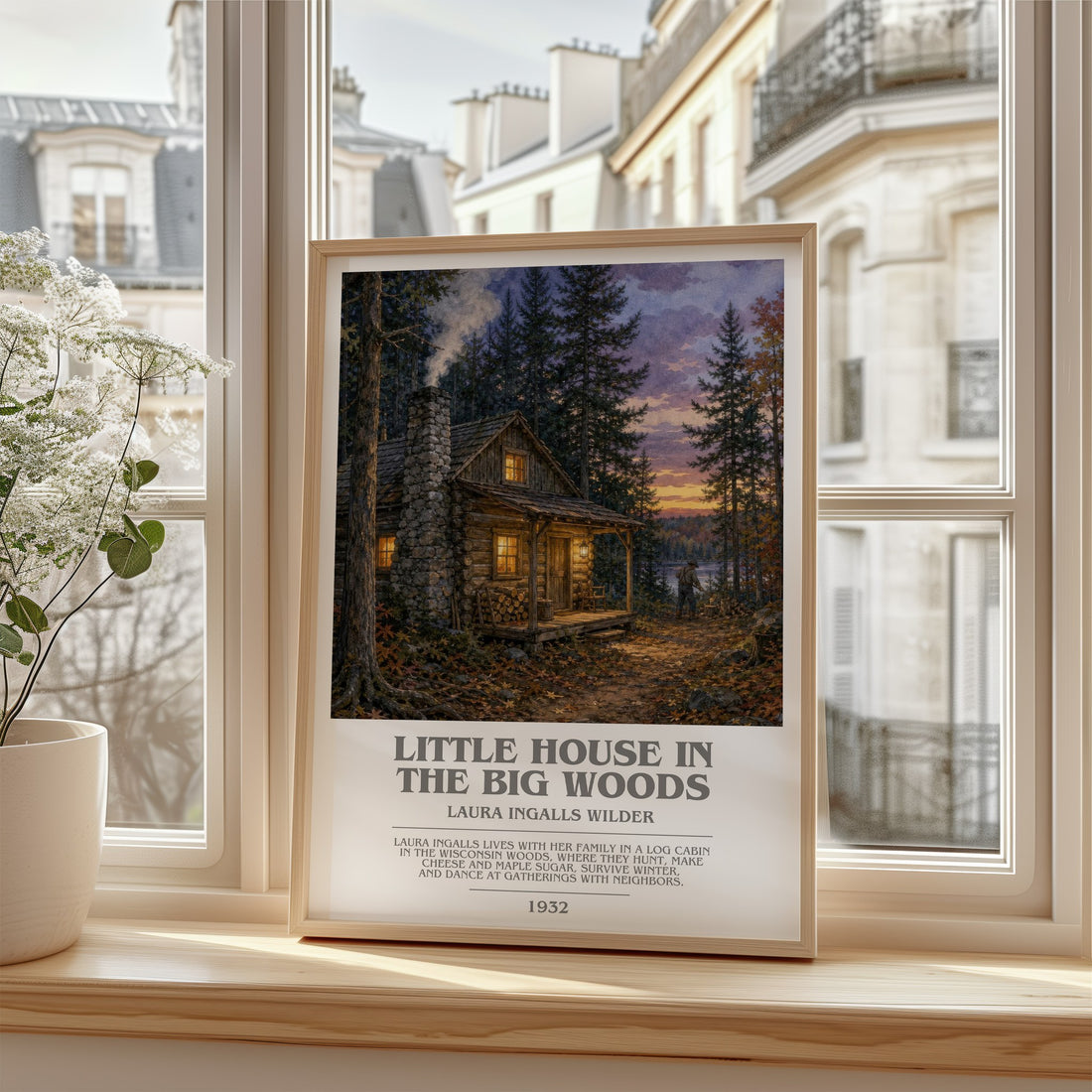 Little House in the Big Woods bookish poster colour and style options – Laura Ingalls Wilder book art