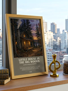 Little House in the Big Woods bookish print framed by window – literary home decor