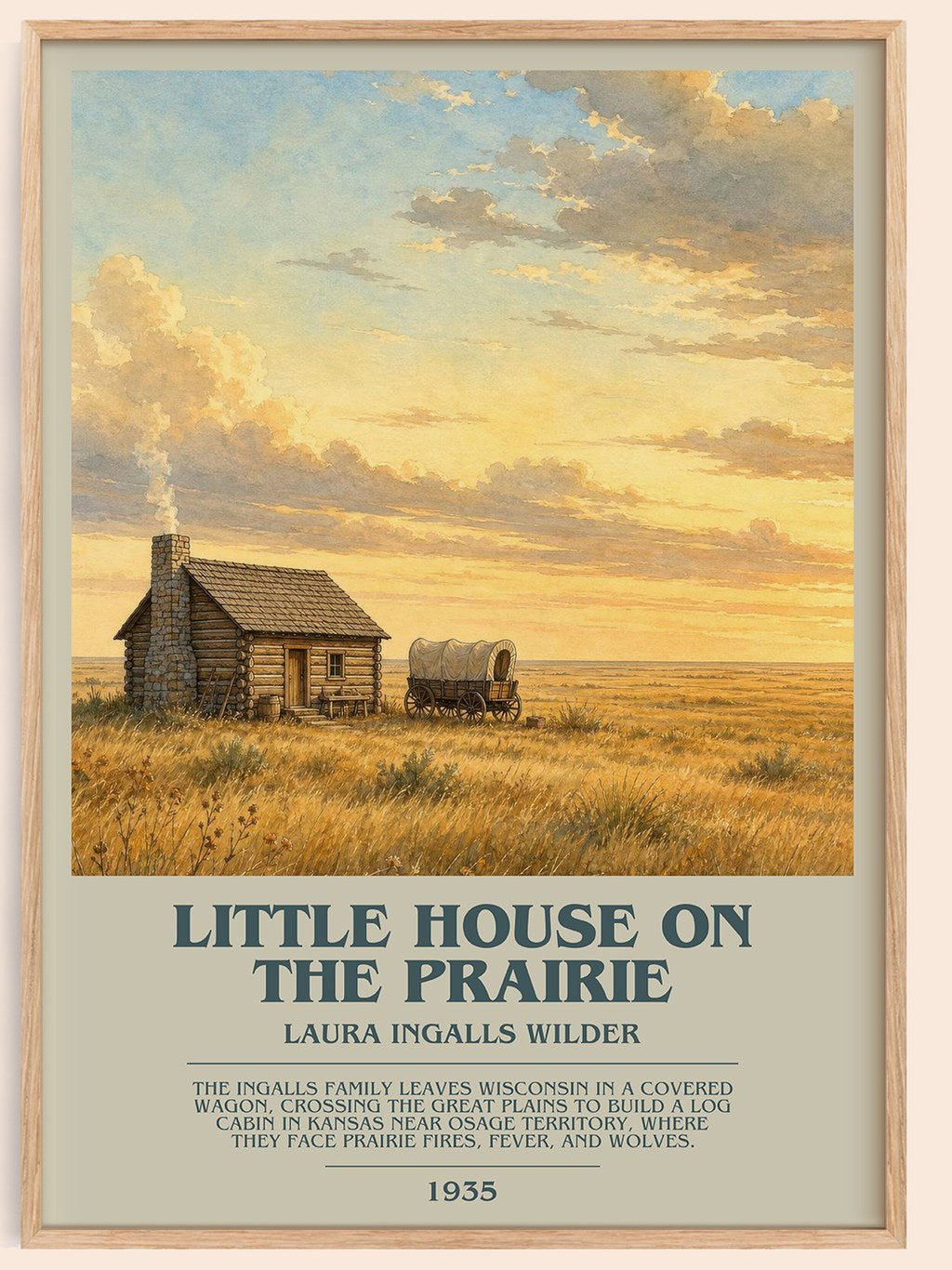 Little House on the Prairie bookish book poster by Laura Ingalls Wilder – framed literary art print