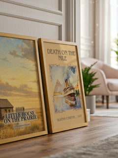 Little House on the Prairie watercolour print framed by window – literary home decor