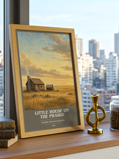 Little House on the Prairie book cover print framed by window – literary home decor