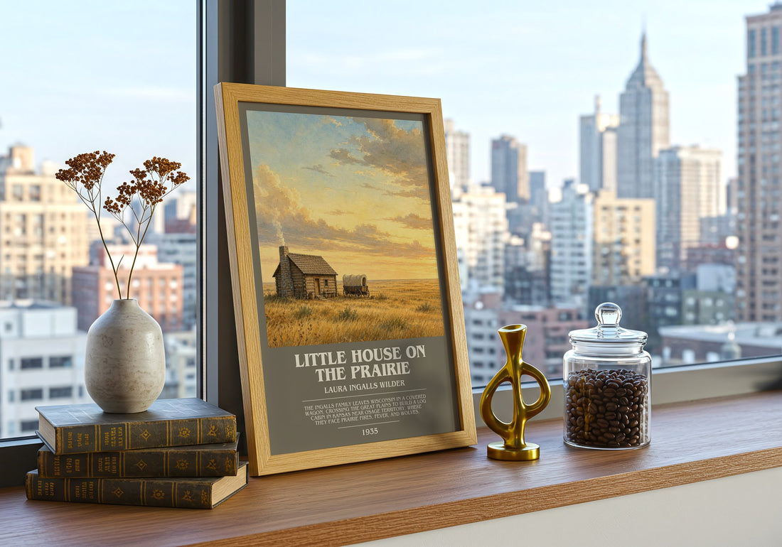 Little House on the Prairie bookish print framed by window – literary home decor