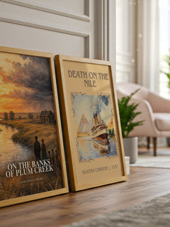 On the Banks of Plum Creek watercolour print framed by window – literary home decor